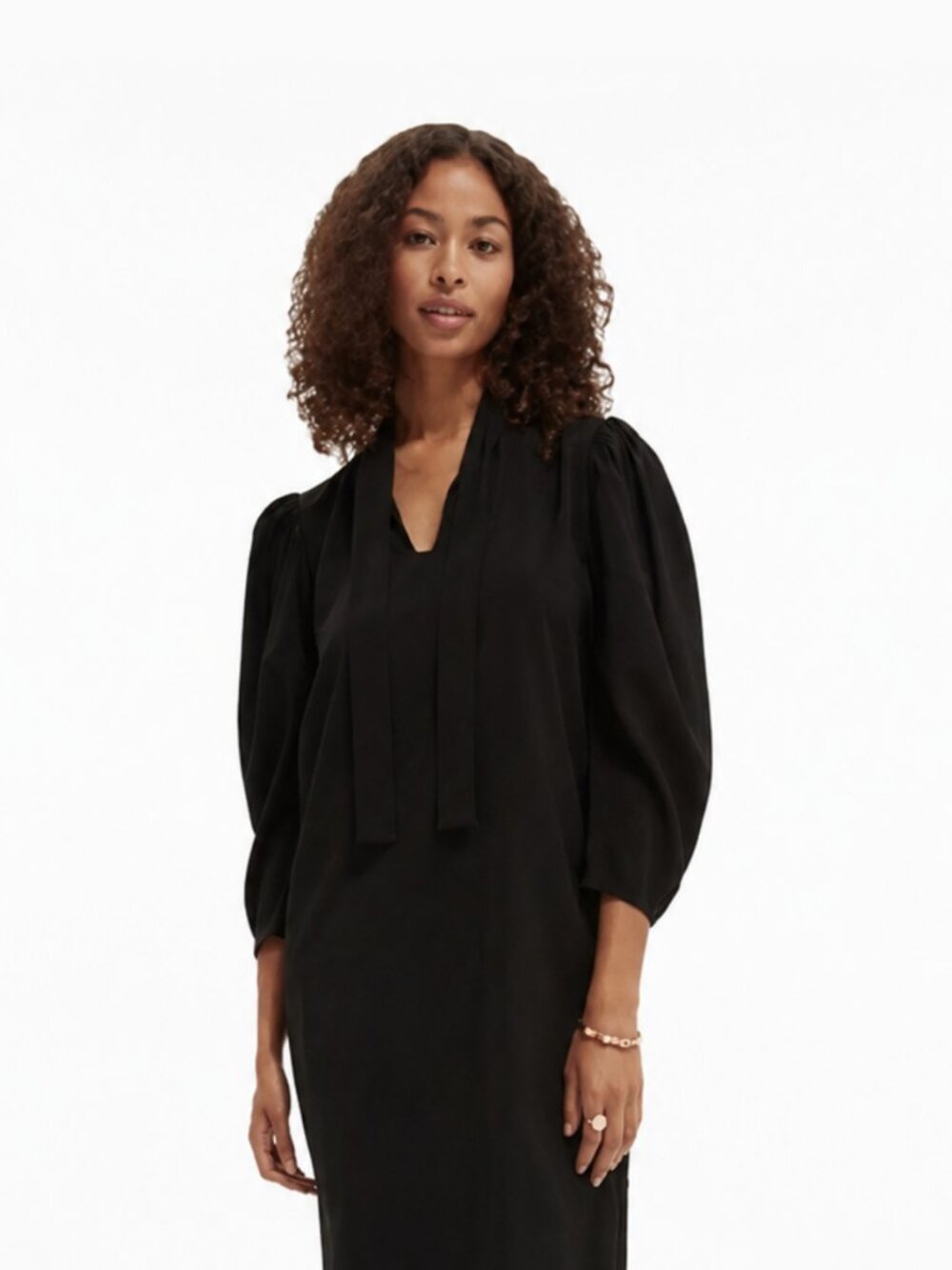 Scotch & Soda Endless Horizons Sheath Dress with Neck Tie in Black XL